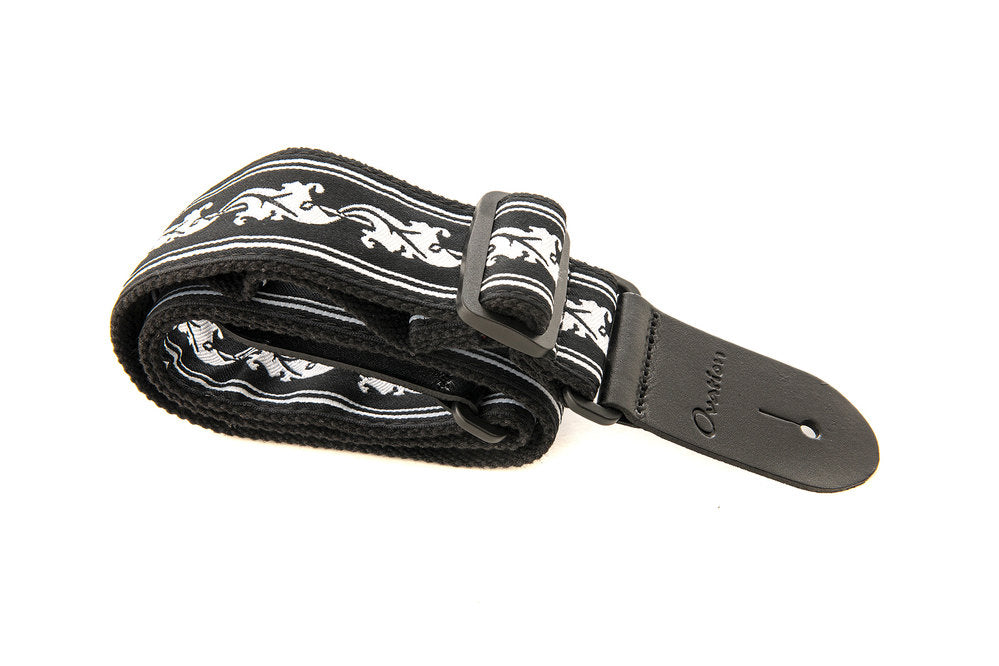 Ovation Signature Gitarrengurt aus Nylon, Leaf, White/Black