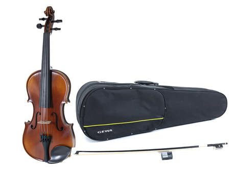 GEWA Geigen Allegro - 4/4 Linkshänder (Spielbereit inkl. geformtem case, Carbonbogen, Larsen Aurora Saiten, transportsicher)