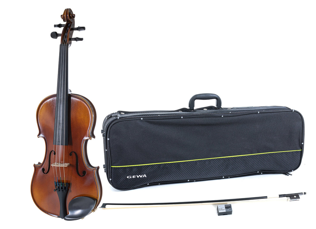 GEWA Geigen Allegro - 4/4 Linkshand (Spielbereit inkl. Geigenständer, Carbonbogen, Larsen Aurora-Saiten, transportsicher)