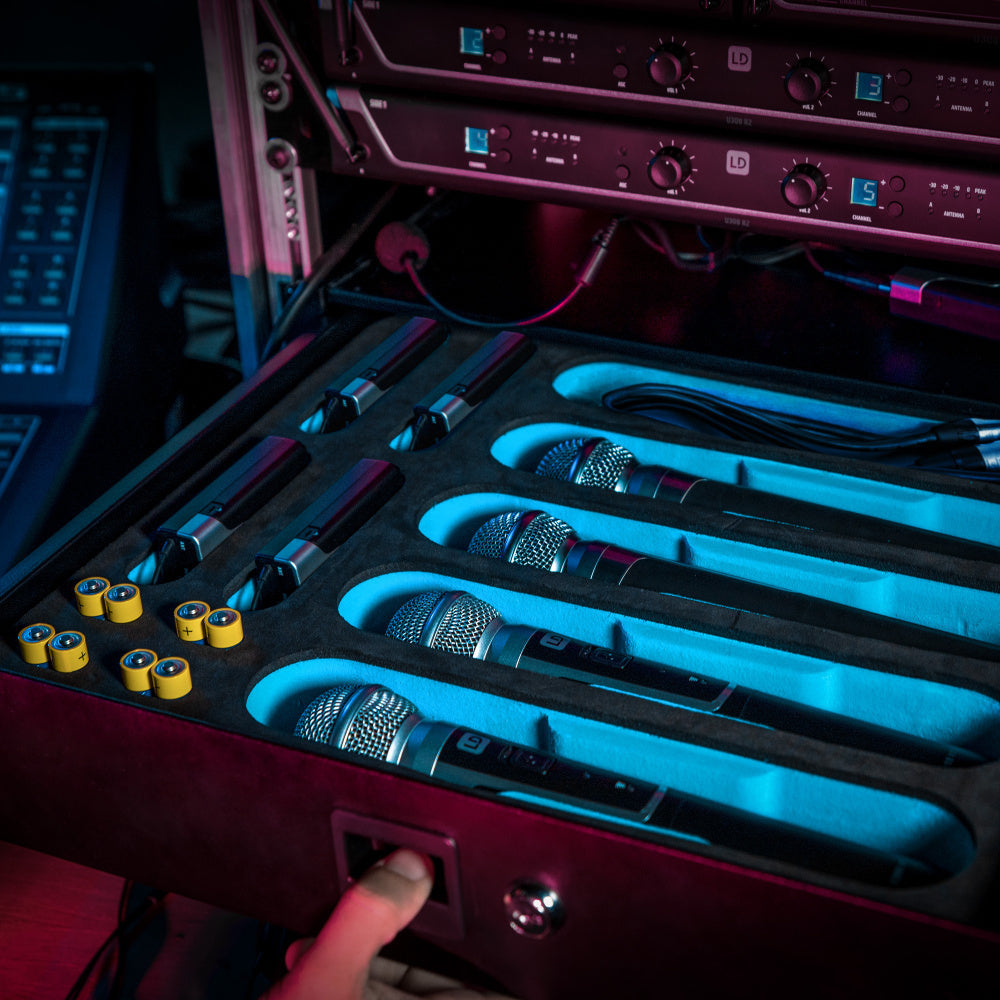 Inlay für 19" 2U Rackschublade für Drahtlose Mikrofone