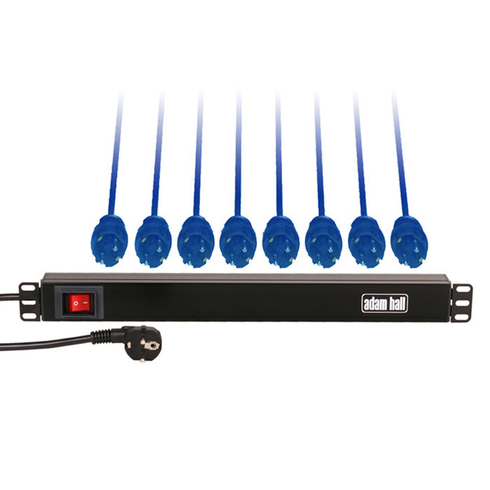 Adam Hall 87471 19" Stromverteiler 1 HE 8 Dosen