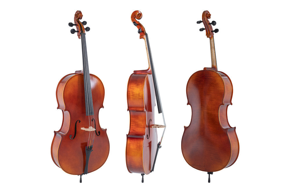 GEWA Ideale cello 1/2, eingerichtet, Wittner-Saitenhalter, Carbonbogen, Tasche
