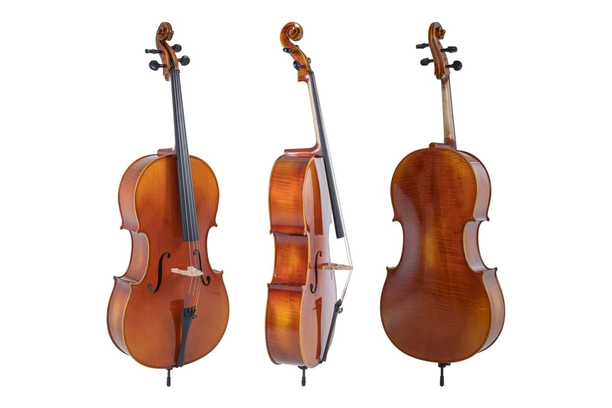 GEWA Cello Maestro 1-VC3 - 3/4 (Set up with Wittner fine tuning tailpiece incl. bag, carbon bow and Larsen Aurora strings)