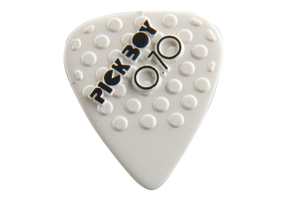 Pick Boy Ceramic Power Plektren 0,70 mm, weiß mit Noppen, 12 Stück