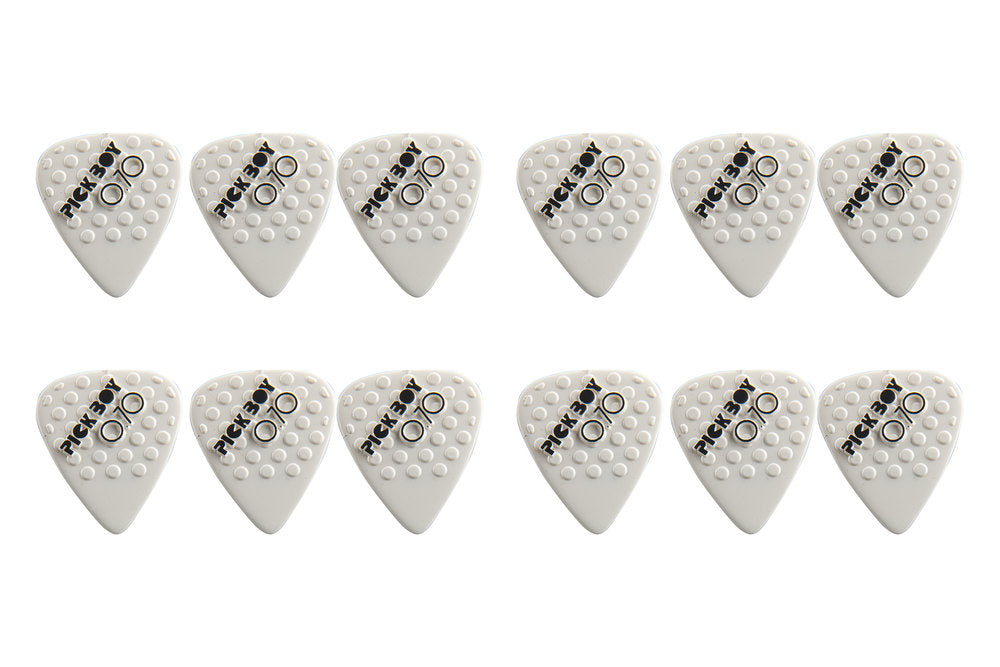 Pick Boy Ceramic Power Plektren 0,70 mm, weiß mit Noppen, 12 Stück