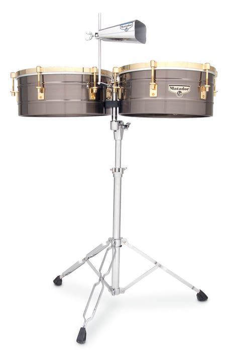 Latin Perkussion Timbales Matador - Gebürstetes Nickel/Gold Ton (M257-BNG)