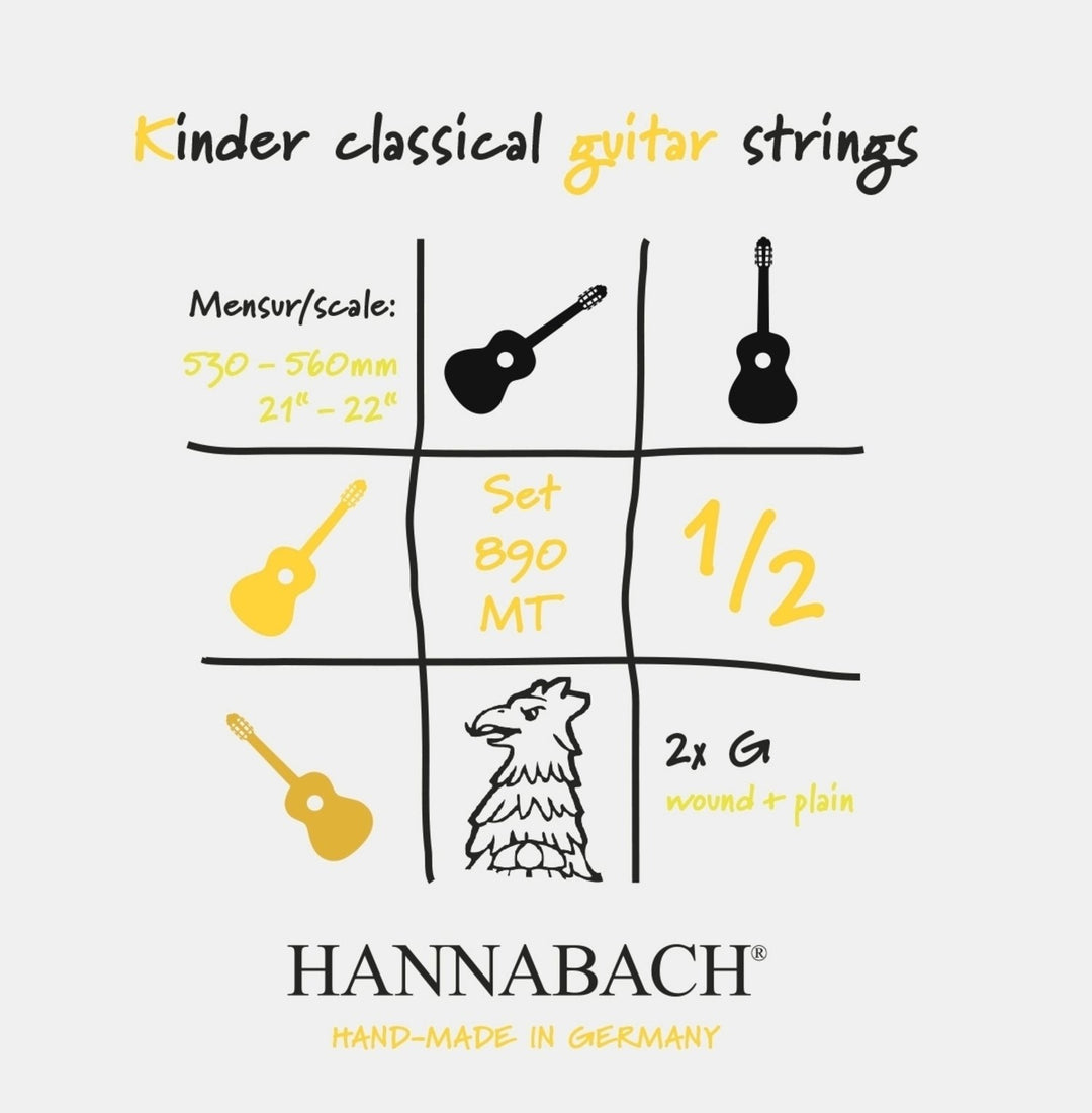 Hannabach Saiten für klassische Gitarren Serie 890 1/2 klassische Gitarre für Kinder Duell: 53-56 cm - Satz von 2 G-Saiten (890MT 1/2)