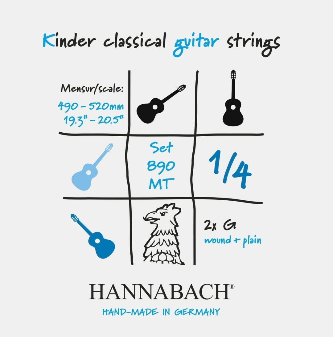 Hannabach Saiten für klassische Gitarren Serie 890 1/4 Gitarre für Kinder Duell: 49-52 cm - Satz von 2 G-Saiten (890MT 1/4)