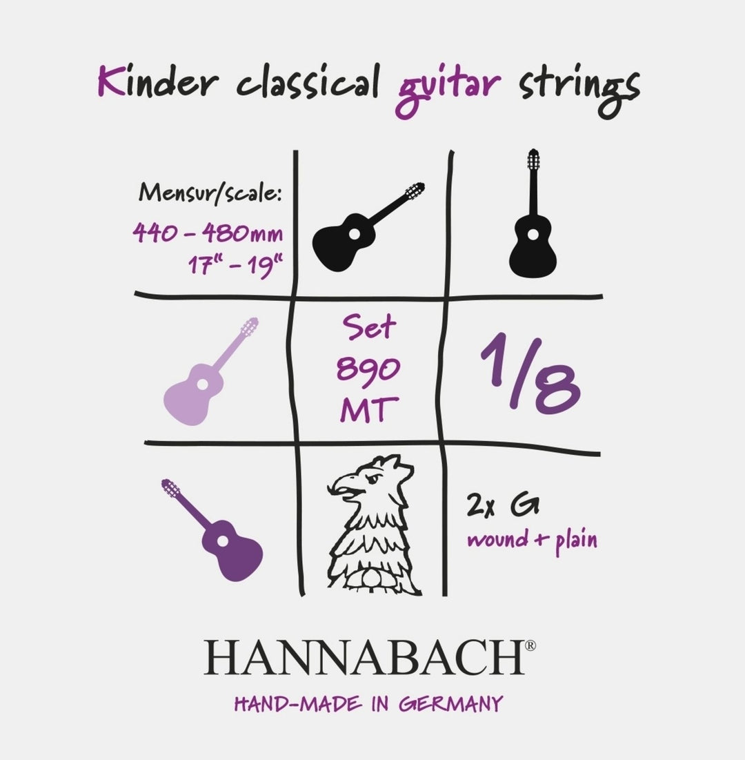 Hannabach Saiten für klassische Gitarren Serie 890 1/8 Gitarre für Kinder Duell: 44-48 cm - Satz von 2 G-Saiten (890MT 1/8)