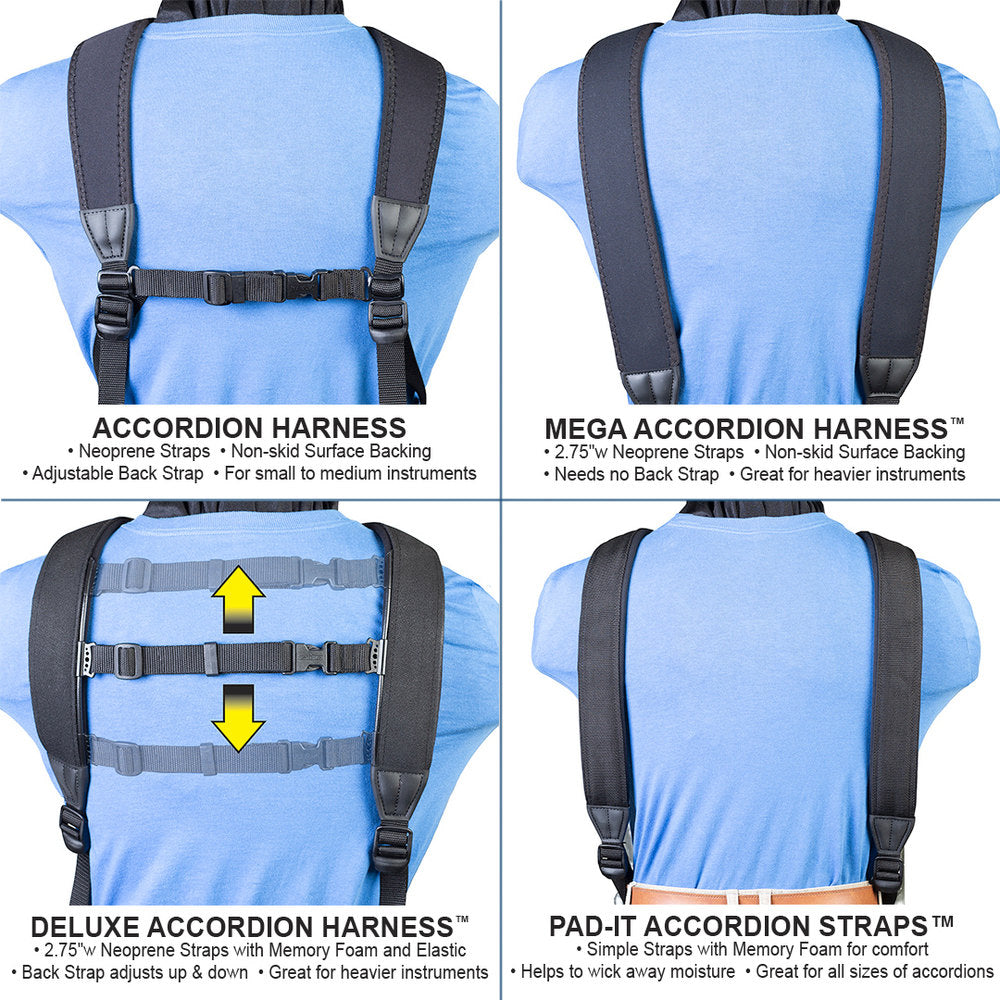 Neotech Accordion Harness, gebogener Gurt mit Kreuzriemen, 78,7 bis 139,7 cm