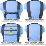 Neotech Accordion Harness, gebogener Gurt mit Kreuzriemen, 78,7 bis 139,7 cm