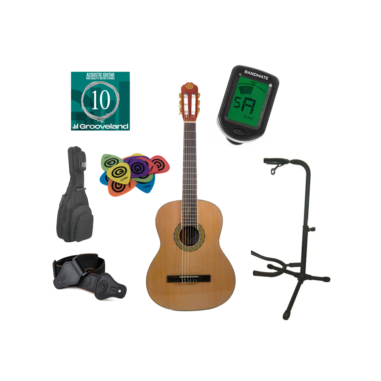 Grooveland Klassisches spanisches Gitarren-Starterpaket (Rosenholz)