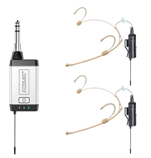 Acemic Q2/H1 2 drahtlose Mikrofone Headset und 1 Empfänger
