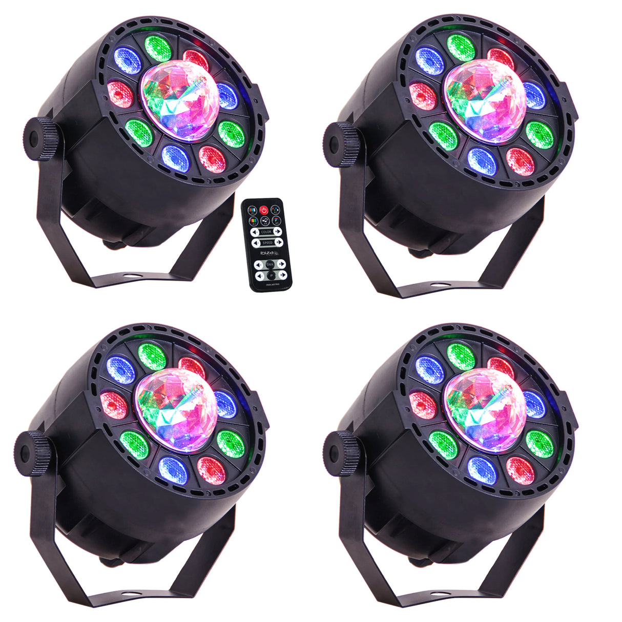 Party-Set mit 4 x 2-in-1 Discolichtern