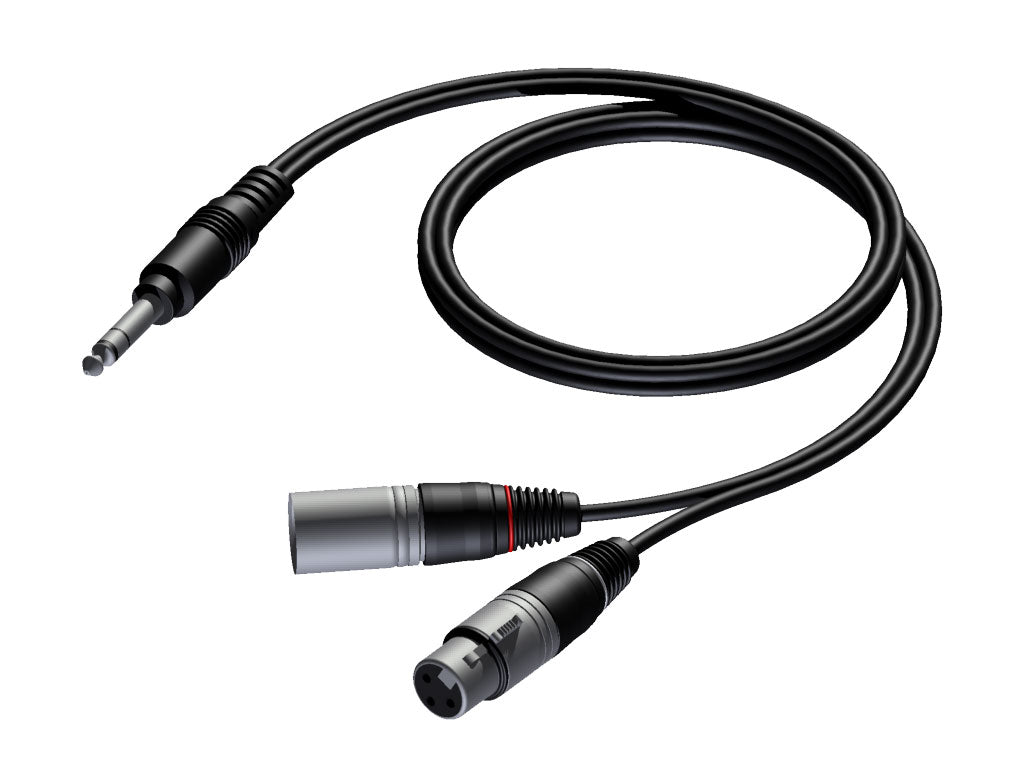 ProCab Insert-Kabel XLR männlich & weiblich > Klinke Stereo 0,6 m