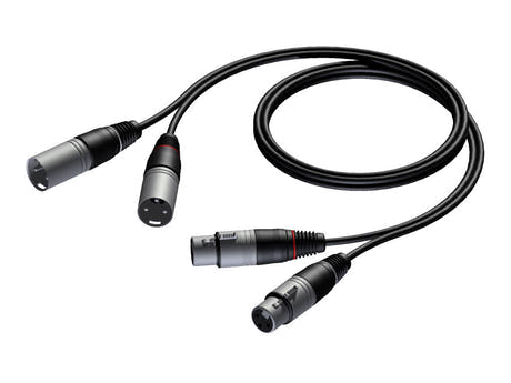 ProCab 2 x XLR Buchse > 2 x XLR Stecker - Signalkabel 1,5 m