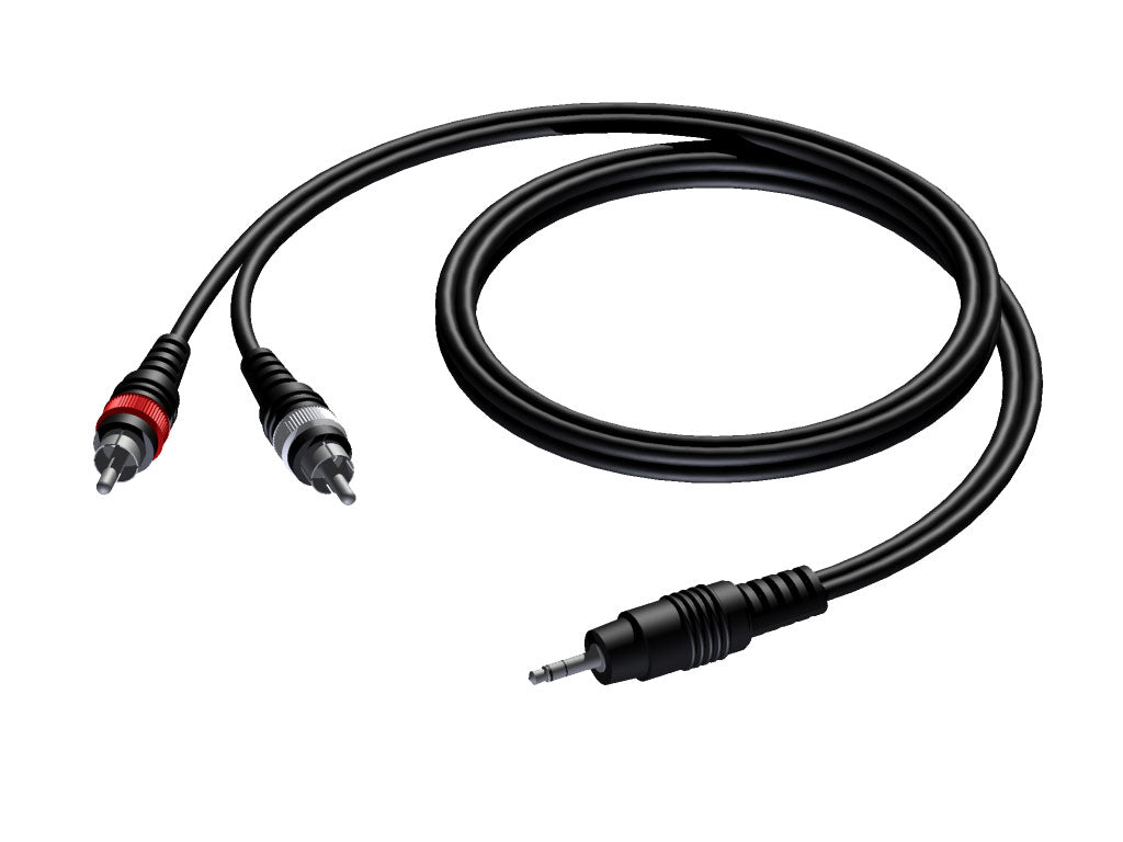 ProCab MiniJack 3,5 mm Stereo > 2 x RCA - 5 Meter