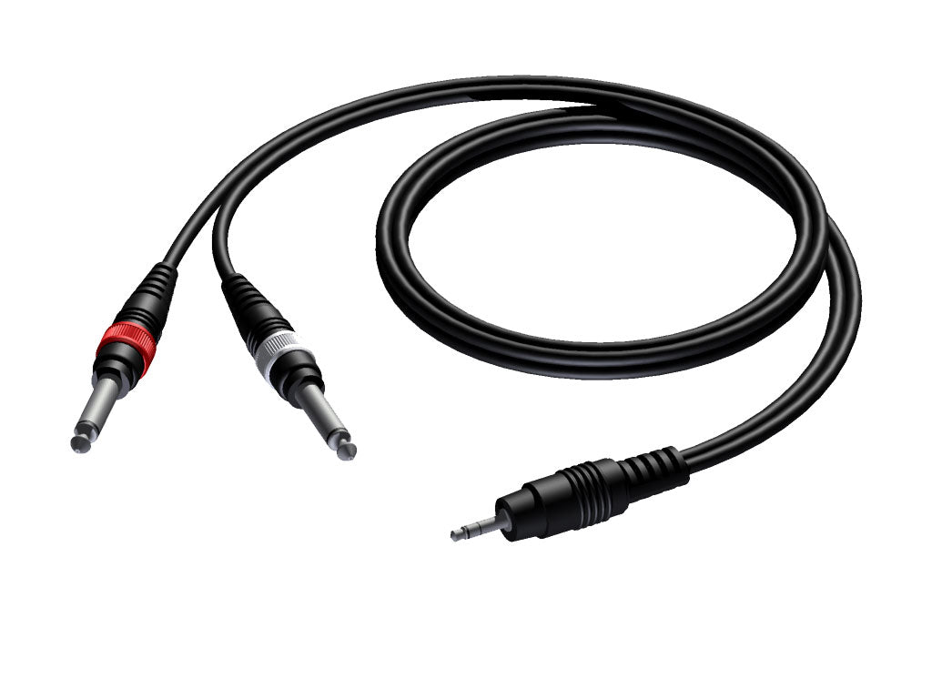 ProCab MiniJack 3,5 mm Stereo > 2 x Klinke - 1,5 Meter