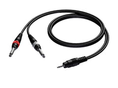 ProCab MiniJack 3,5 mm Stereo > 2 x Klinke - 1,5 Meter