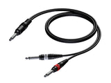 ProCab Jack stereo > 2 x Jack - insert-kabel 3 meter