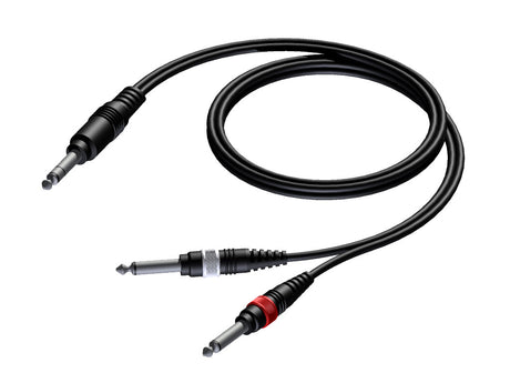 ProCab Jack stereo > 2 x Jack - insert-kabel 3 meter