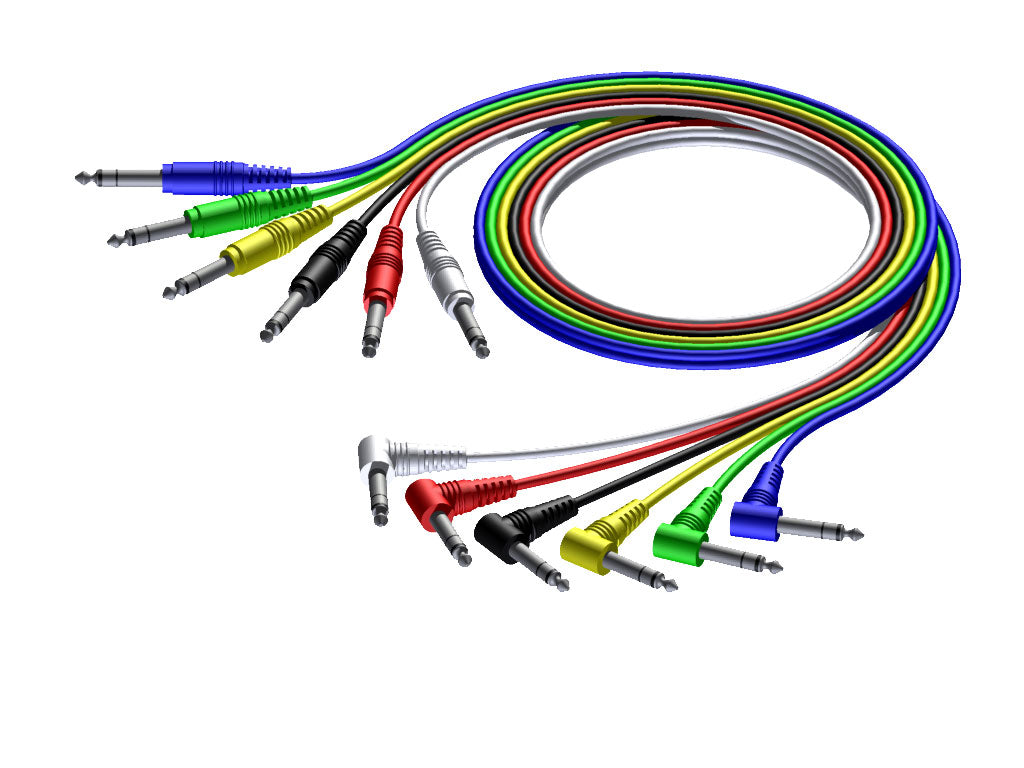 ProCab Stereo-Klinke/Klinke-Winkelkabel-Set in 6 Farben, 90 cm