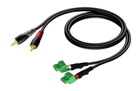 ProCab 2 x RCA han > 2 x terminal blok 3P 3,81mm, 3 m