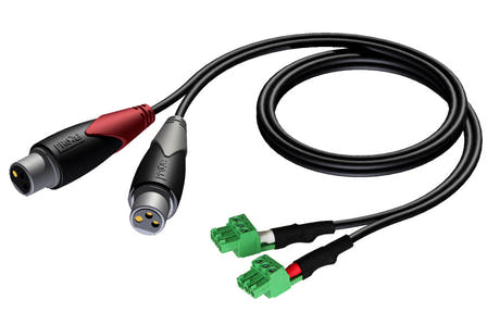 ProCab 2 x XLR-Buchse > 2 x Klemmenblock 3P 3,81mm, 5 m