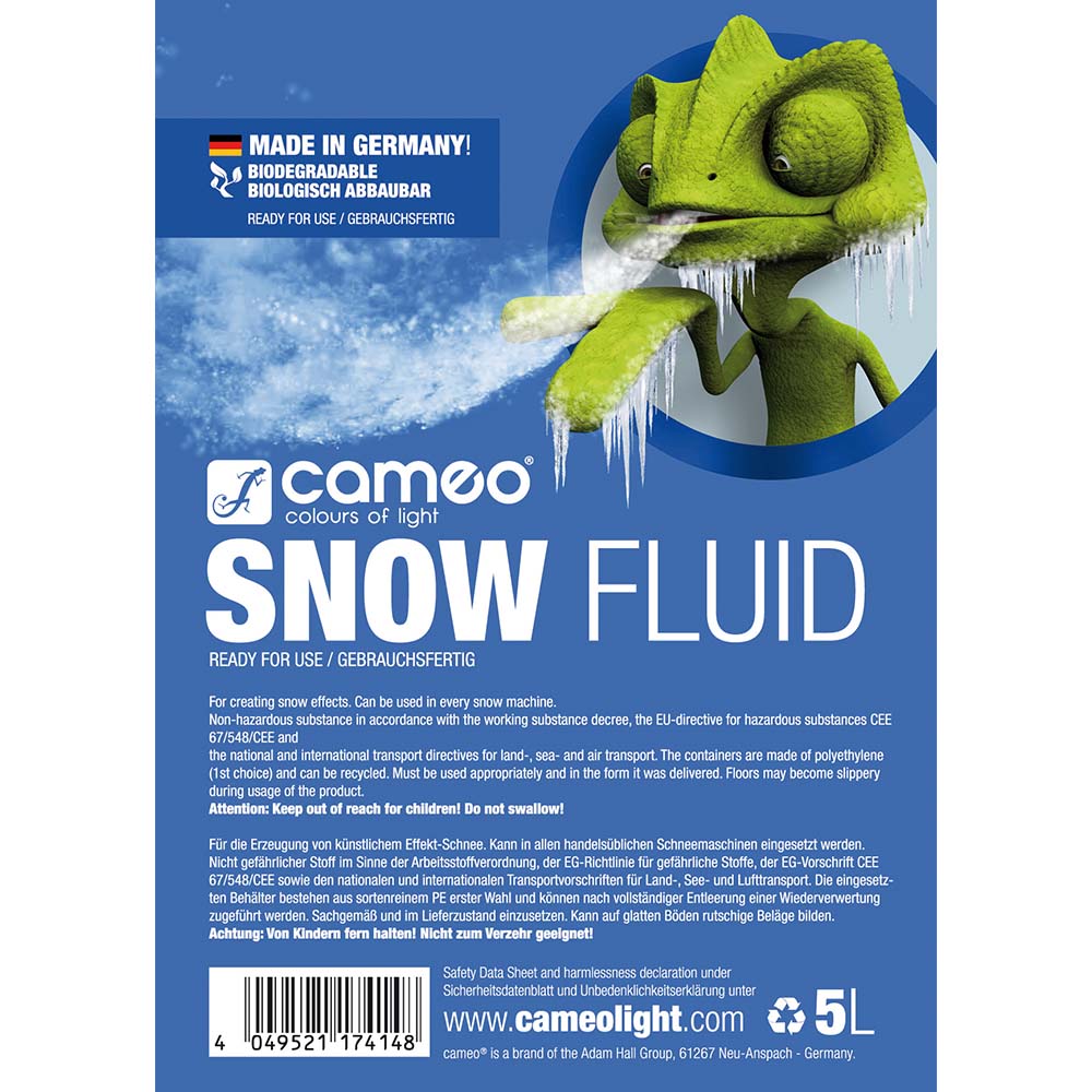 Cameo SNOW FLUID 5 L - Spezialflüssigkeit für Schneemaschinen zur Schaumproduktion 5 L