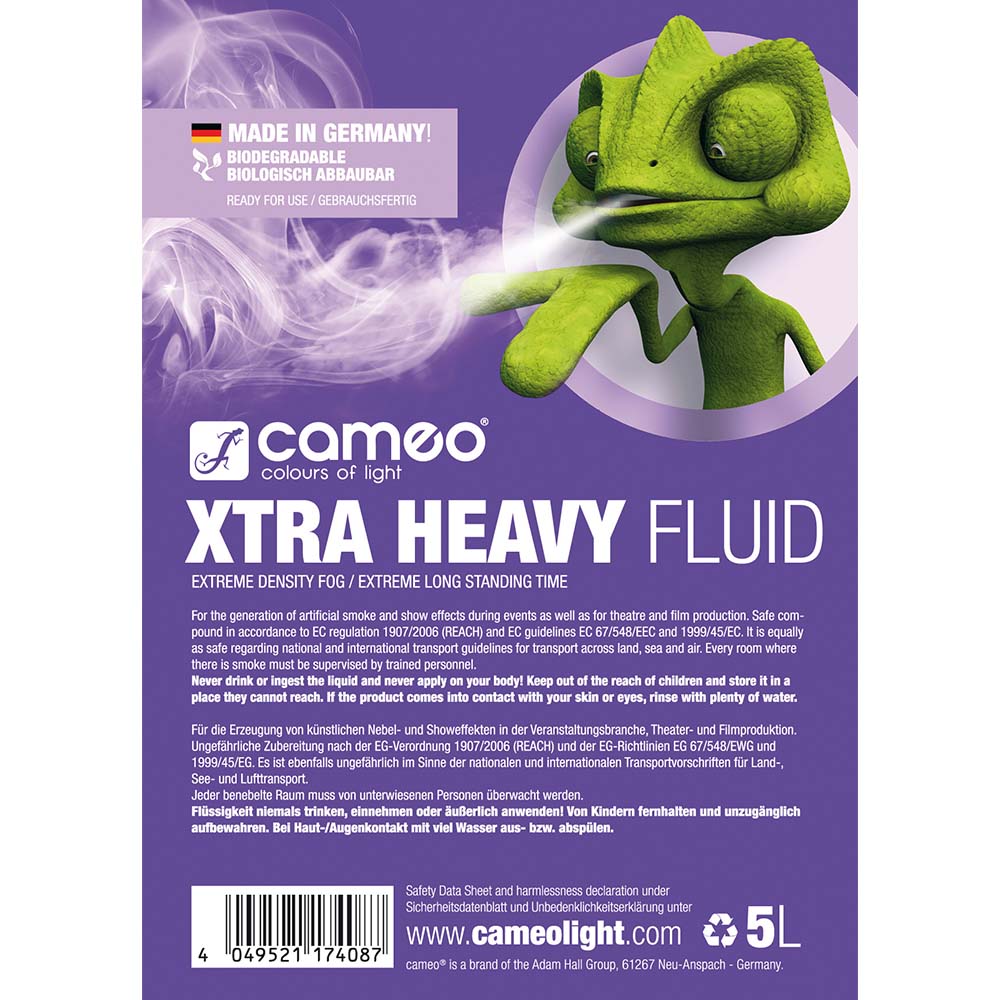 Cameo XTRA HEAVY FLUID 5L - Nebelflüssigkeit mit sehr hoher Dichte und extrem langer Standzeit 5 L