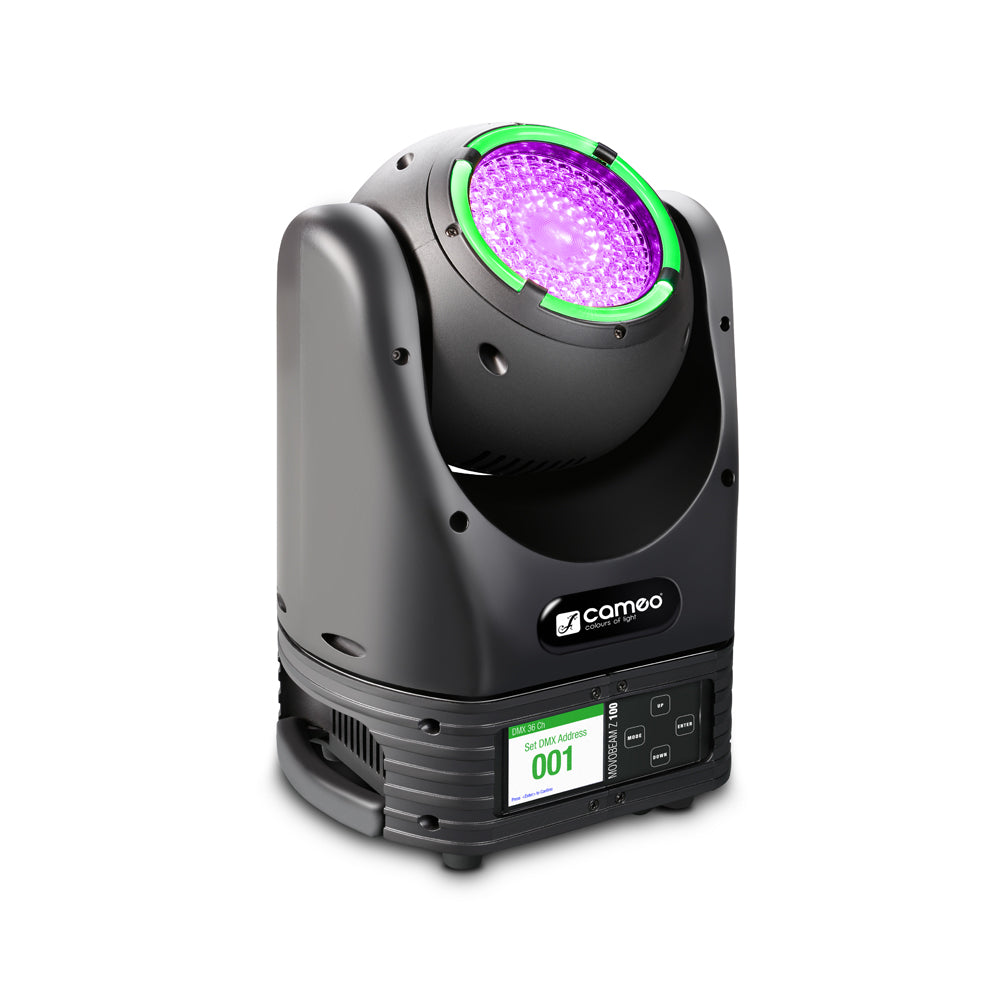 Cameo MOVO BEAM Z100 - Beam-moving head mit unbegrenzter Rotation, LED-Ring und Zoom