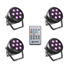 Cameo ROOT® PAR 4 SÆT 1 - Set inklusive 4 x CLROOTPAR4 inkl. IR-Fernbedienung (CLPFLAT1REMOTE)