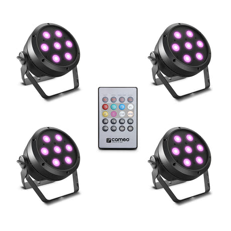 Cameo ROOT® PAR 4 SÆT 1 - Set inklusive 4 x CLROOTPAR4 inkl. IR-Fernbedienung (CLPFLAT1REMOTE)