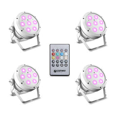 Cameo ROOT® PAR 4 WH SET 1 - Set inkl. 4 x CLROOTPAR4WH inkl. IR-Fernbedienung (CLPFLAT1REMOTE)