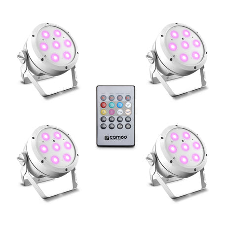 Cameo ROOT® PAR 4 WH SET 1 - Set inkl. 4 x CLROOTPAR4WH inkl. IR-Fernbedienung (CLPFLAT1REMOTE)