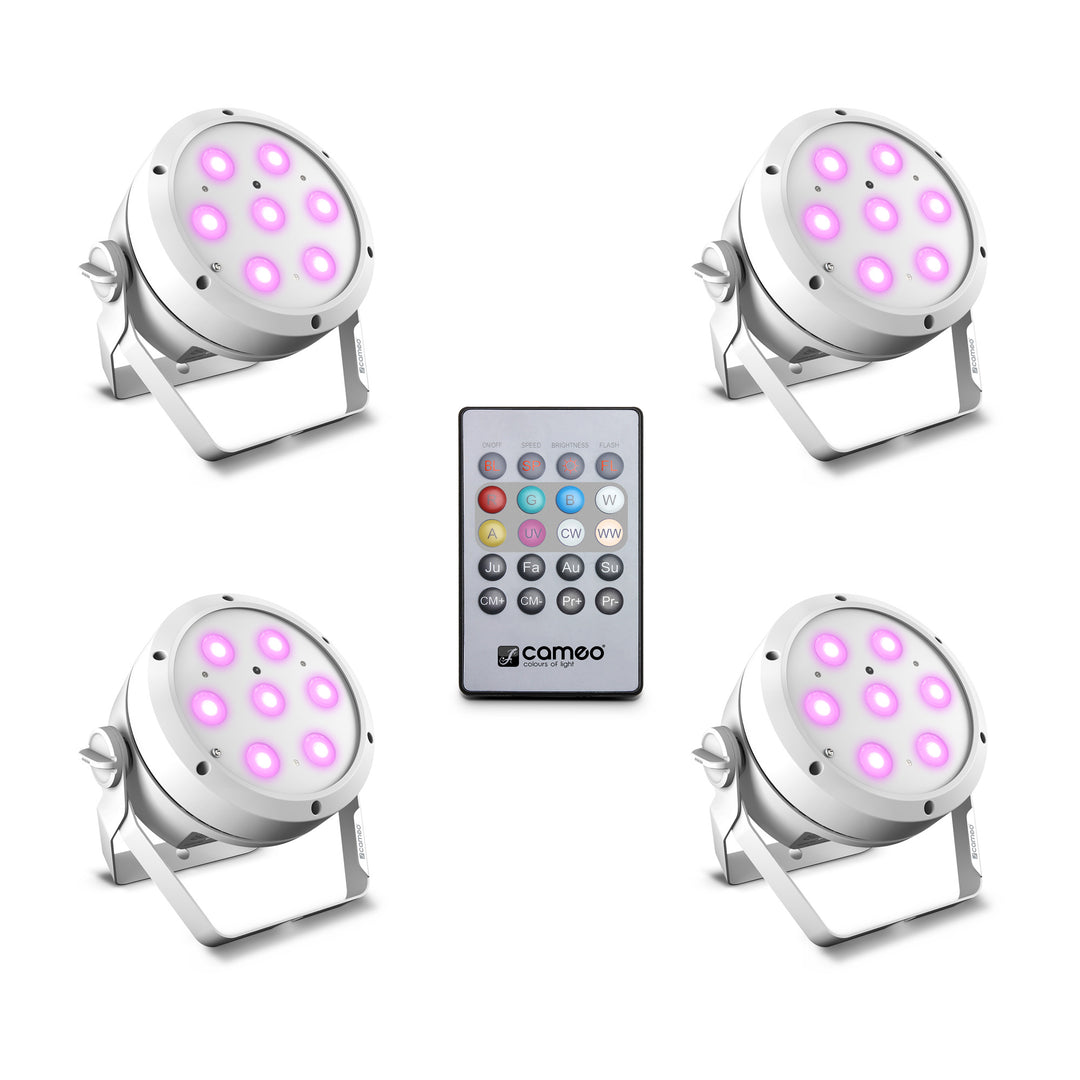 Cameo ROOT® PAR 4 WH SET 1 - Set inkl. 4 x CLROOTPAR4WH inkl. IR-Fernbedienung (CLPFLAT1REMOTE)