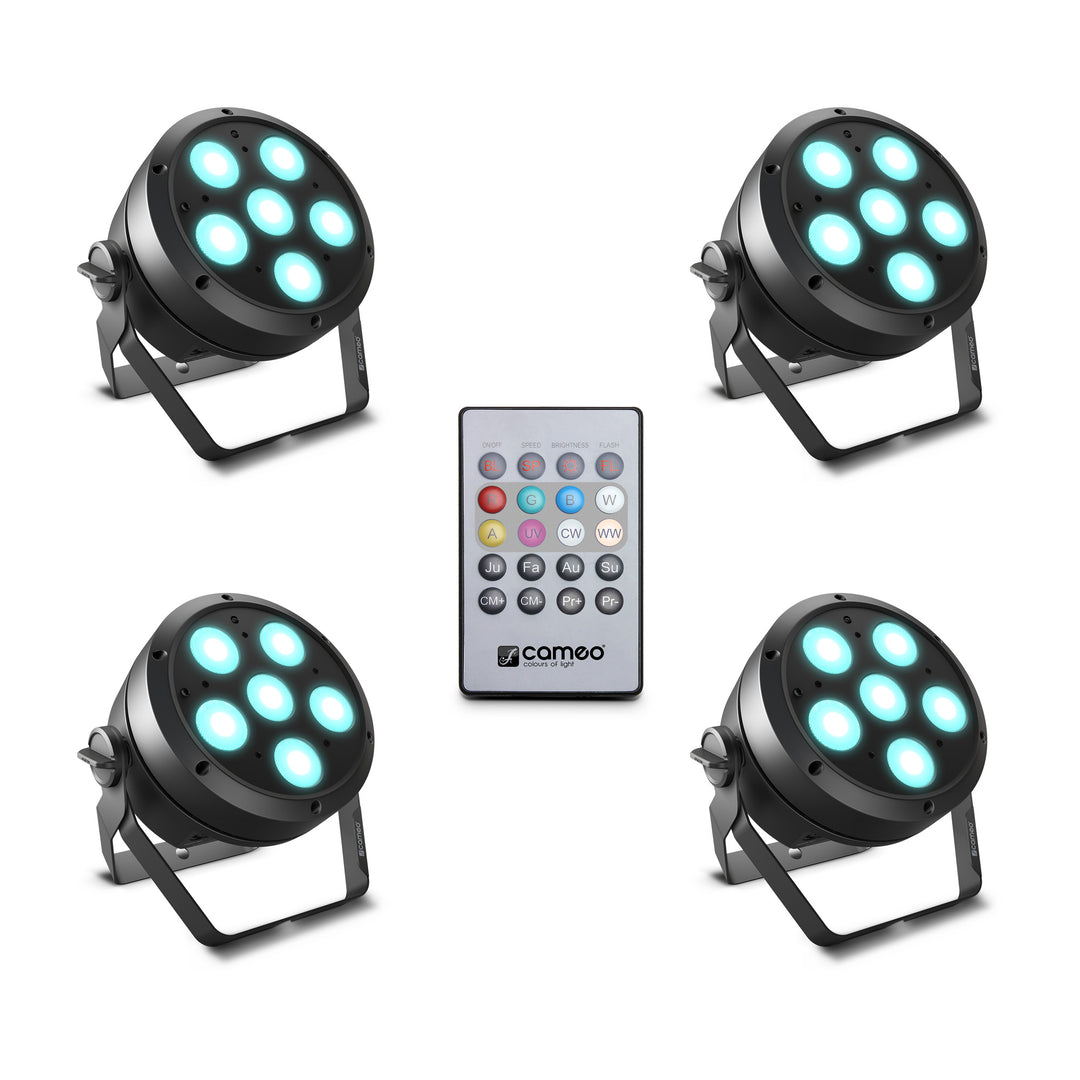 Cameo ROOT® PAR 6 SET 1 - Set inklusive 4 x CLROOTPAR6 inkl. IR-Fernbedienung (CLPFLAT1REMOTE)