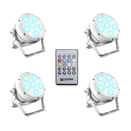 Cameo ROOT® PAR 6 WH SÆT 1 - Set inklusive 4 x CLROOTPAR6WH inkl. IR-Fernbedienung (CLPFLAT1REMOTE)