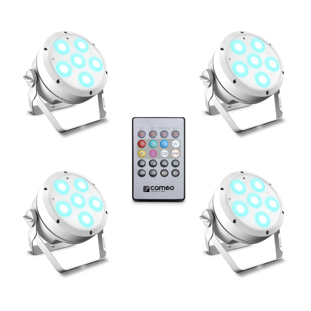 Cameo ROOT® PAR 6 WH SÆT 1 - Set inklusive 4 x CLROOTPAR6WH inkl. IR-Fernbedienung (CLPFLAT1REMOTE)