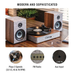 Crosley Arya Plattenspieler mit Lautsprechern, Grau