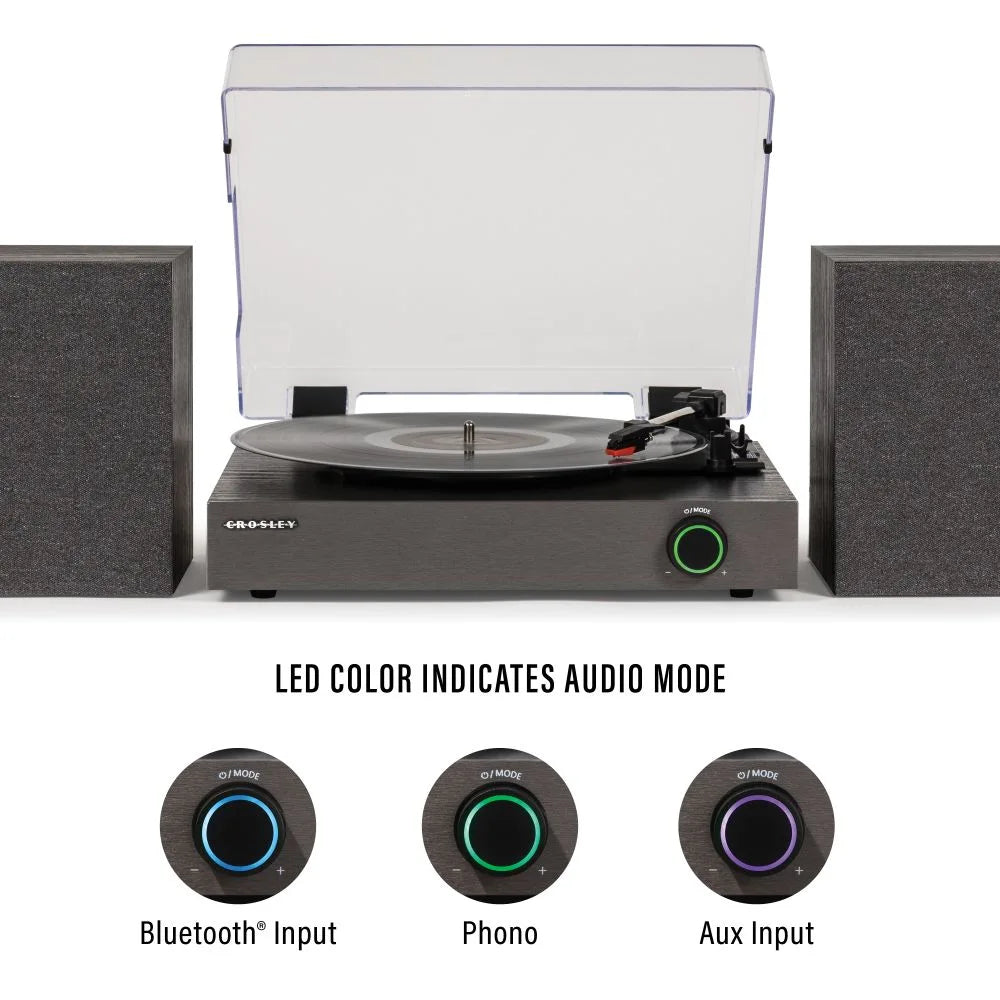 Crosley Zane Plattenspieler mit Lautsprechern, Schwarz