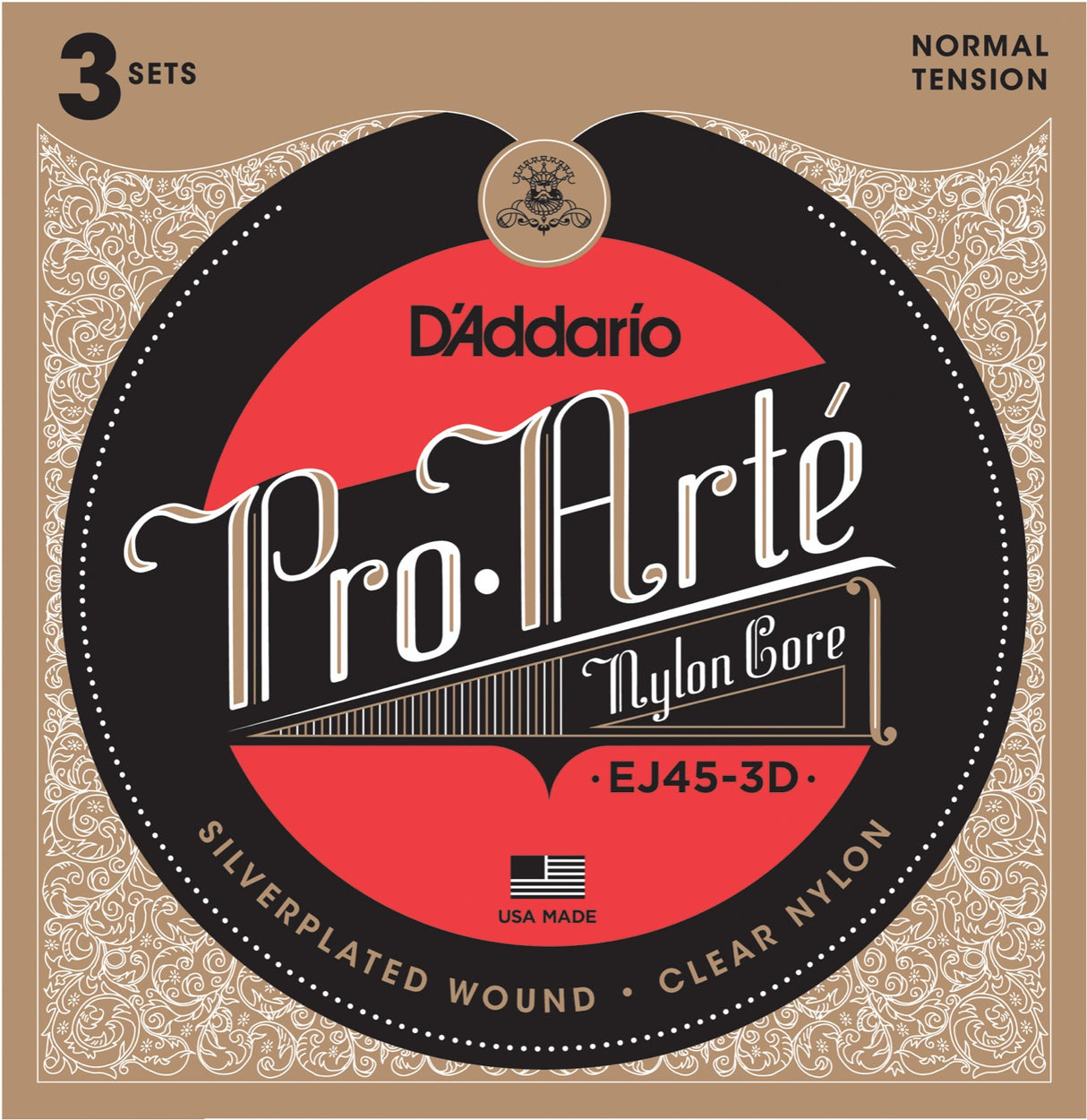 Daddario EJ45-3D Guitar Strings (Normal Tension 0280-043) 3-Pak