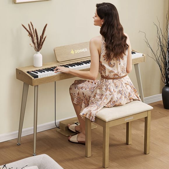 Donner Bench Klavierbank beige