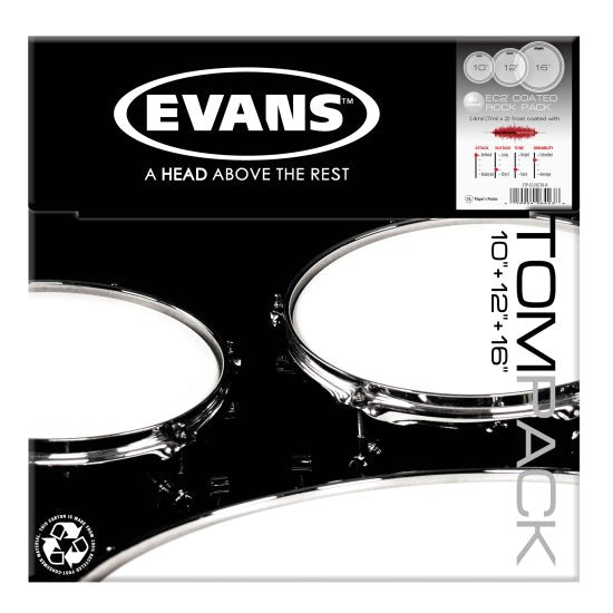 Evans EC2S drumhead pack Rock Set Frosted - 10", 12", 16"