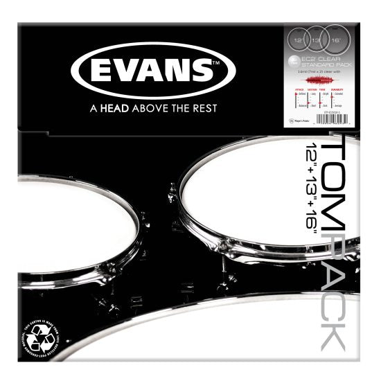 Evans EC2S drumhead pack Standard Set Clear - 12", 13", 16"
