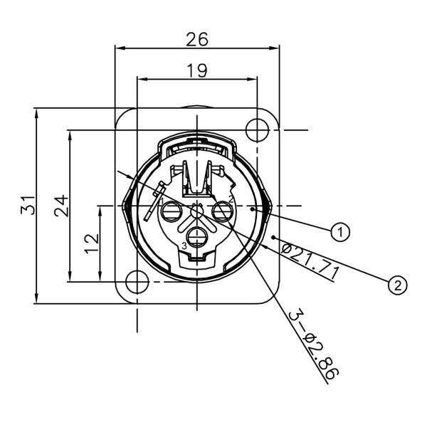 Enova 3-polige 3-Pin-XLR-Chassisbuchse, schwarz
