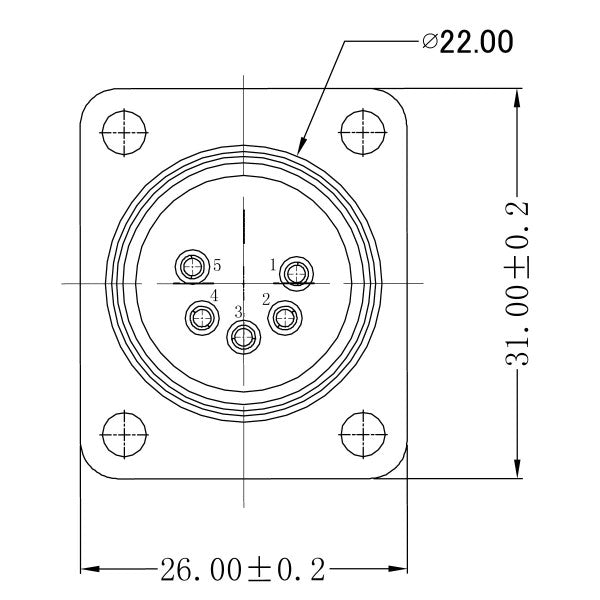 Enova 5-Pin XLR Stecker Chassis, schwarz IP67 Outdoor