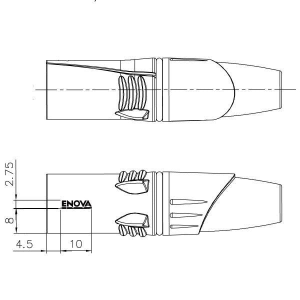 Enova 5-poliger XLR-Kabelstecker, schwarz
