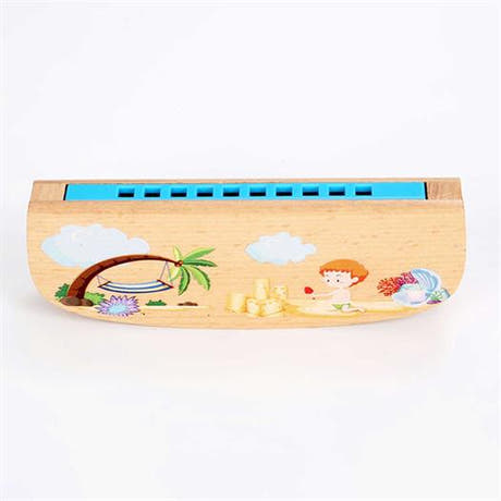 Kindermundharmonika aus Holz mit Strandmotiv