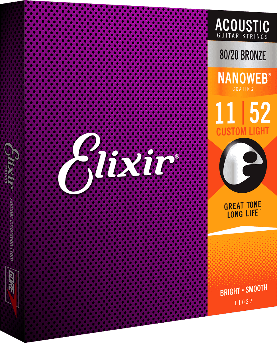 Elixir Nanoweb Bronze 80/20 Gitarrensaiten (Custom Light, 11-52)